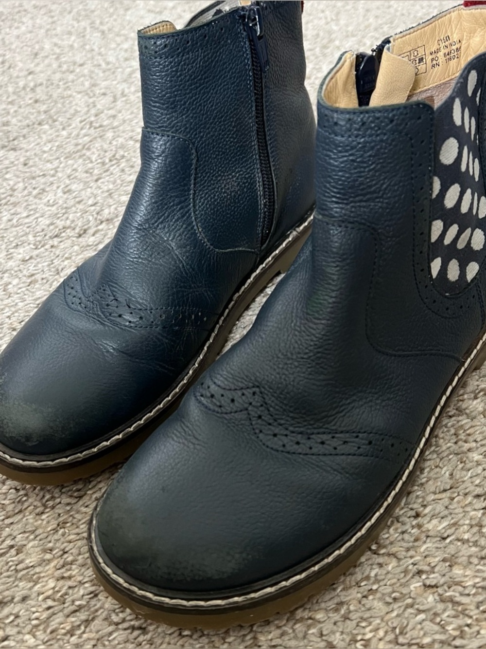 Mini Boden Navy Blue Polka Dot Chelsea Boots Size 35 / 3